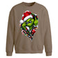 Edgy zipped grinch graphic Christmas Oversized Sweatshirt