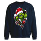Edgy zipped grinch graphic Christmas Oversized Sweatshirt