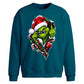Edgy zipped grinch graphic Christmas Oversized Sweatshirt