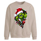 Edgy zipped grinch graphic Christmas Oversized Sweatshirt