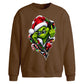 Edgy zipped grinch graphic Christmas Oversized Sweatshirt