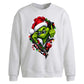 Edgy zipped grinch graphic Christmas Oversized Sweatshirt