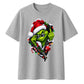 Edgy zipped grinch graphic Christmas Oversized T-Shirt