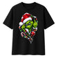 Edgy zipped grinch graphic Christmas Oversized T-Shirt