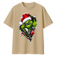 Edgy zipped grinch graphic Christmas Oversized T-Shirt