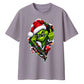 Edgy zipped grinch graphic Christmas Oversized T-Shirt