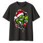 Edgy zipped grinch graphic Christmas Oversized T-Shirt