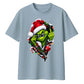 Edgy zipped grinch graphic Christmas Oversized T-Shirt