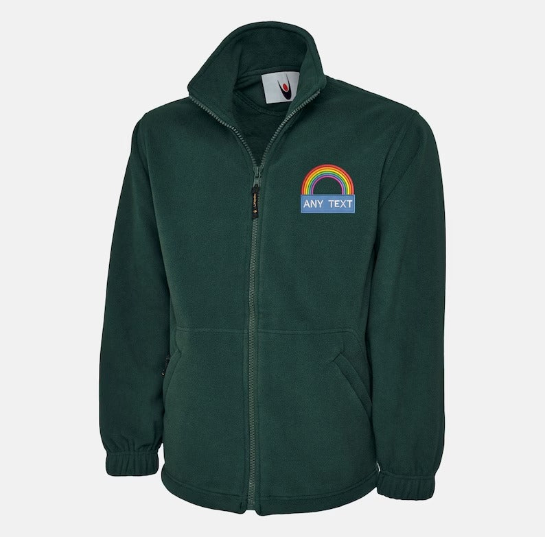 National Heroes Rainbow Embroidered Fleece Jacket, Customised Men Full Zip Jacket, Healthcare Staff Uniform, Thank You Nurse Gift for Doctor