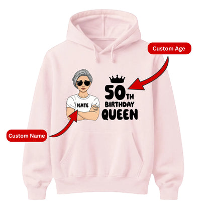 Personalized Birthday Gift Hoodie | Elegant Birthday Queen Design for Her