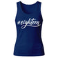 Elegant Hashtag Eighteen Cursive 18 Birthday Ladies Tank Top