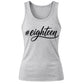 Elegant Hashtag Eighteen Cursive 18 Birthday Ladies Tank Top