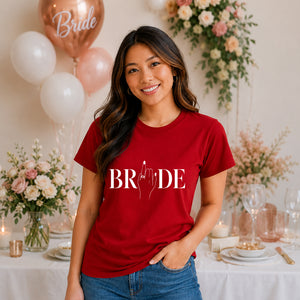 Elegant Ring Finger Graphic Engagement Bride Ladies T-Shirt
