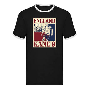 England Kane 9 Three Lions Leader Football Ringer T-Shirt