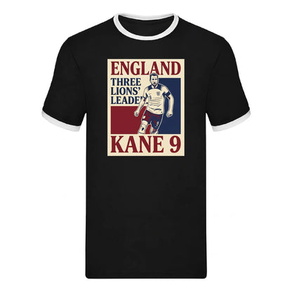 England Kane 9 Three Lions Leader Football Ringer T-Shirt