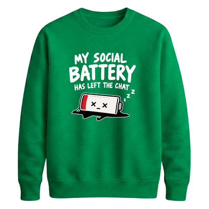 Exhausted battery introvert Funny Memes Unisex Sweatshirt