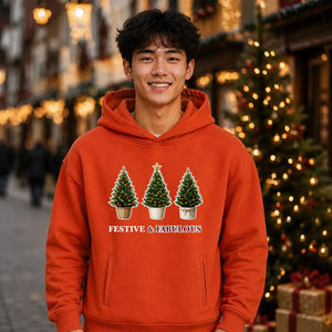 Fabulous Potted Trees Festive Christmas Oversized Hoodie