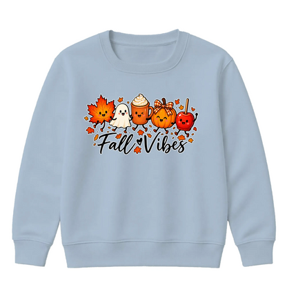 Fall vibes cute autumn character Halloween Kids Sweatshirt