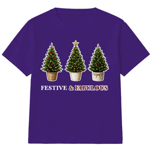 Festive And Fabulous Potted Trees Christmas Kids T-Shirt