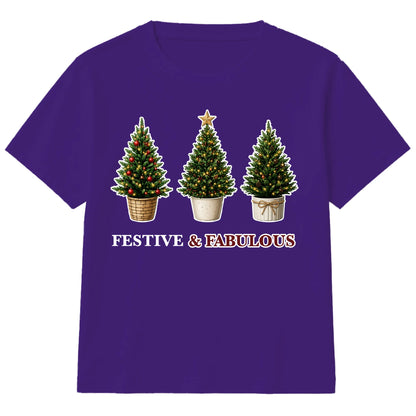 Festive And Fabulous Potted Trees Christmas Kids T-Shirt