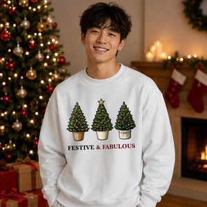Festive And Fabulous Trees Christmas Oversized Sweatshirt
