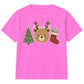 Festive Bear Antler Tree Stocking Christmas Kids T-Shirt