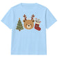 Festive Bear Antler Tree Stocking Christmas Kids T-Shirt