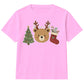 Festive Bear Antler Tree Stocking Christmas Kids T-Shirt