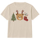 Festive Bear Antler Tree Stocking Christmas Kids T-Shirt