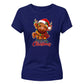 Festive cute highland cow graphic Christmas Ladies T-Shirt