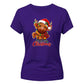 Festive cute highland cow graphic Christmas Ladies T-Shirt