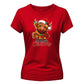 Festive cute highland cow graphic Christmas Ladies T-Shirt