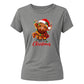 Festive cute highland cow graphic Christmas Ladies T-Shirt