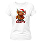 Festive cute highland cow graphic Christmas Ladies T-Shirt