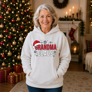 Festive Grandma Claus Holiday Christmas Oversized Hoodie