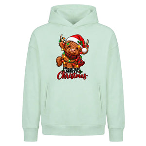 Festive highland cow graphic Christmas Oversized Hoodie
