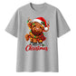 Festive highland cow graphic Christmas Oversized T-Shirt