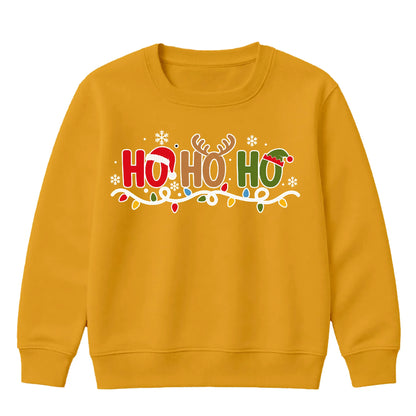 Festive Ho Ho Ho Lights Graphic Christmas Kids Sweatshirt