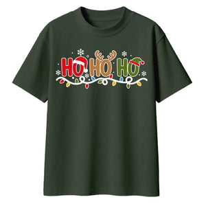 Festive Ho Ho Ho Lights Graphic Christmas Oversized T-Shirt