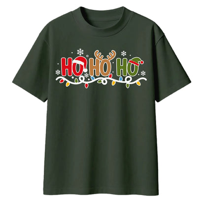 Festive Ho Ho Ho Lights Graphic Christmas Oversized T-Shirt