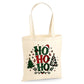 Festive Ho Ho Ho Santa Hat Tree Print Christmas Tote Bag
