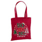 Festive Ho Ho Ho Santa Hat Tree Print Christmas Tote Bag