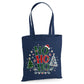 Festive Ho Ho Ho Santa Hat Tree Print Christmas Tote Bag