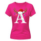 Festive initial reindeer print Christmas Ladies T-Shirt