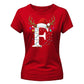 Festive initial reindeer print Christmas Ladies T-Shirt