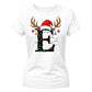 Festive initial reindeer print Christmas Ladies T-Shirt