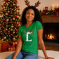 Festive initial reindeer print Christmas Ladies T-Shirt