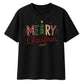 Festive Merry Tree Lettering Christmas Oversized T-Shirt