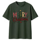 Festive Merry Tree Lettering Christmas Oversized T-Shirt