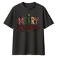 Festive Merry Tree Lettering Christmas Oversized T-Shirt